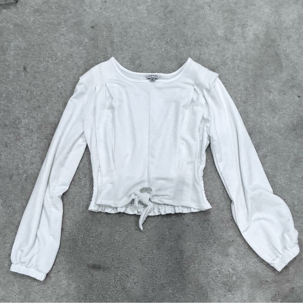 NWOT Habitual Girls White Long Sleeve Blouse, size 14